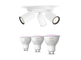 Pongee Plate 3-spotlights White + GU10 colored LED Bulbs