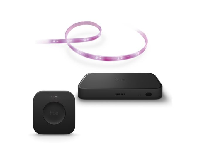 Close up of front of Resilience bundle: Lightstrip Plus + Sync box + Bridge Pro