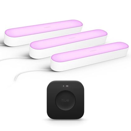 Primo piano della parte anteriore di Play Light Bar bianca (2-pack) + Estensione Light Bar + Bridge Pro