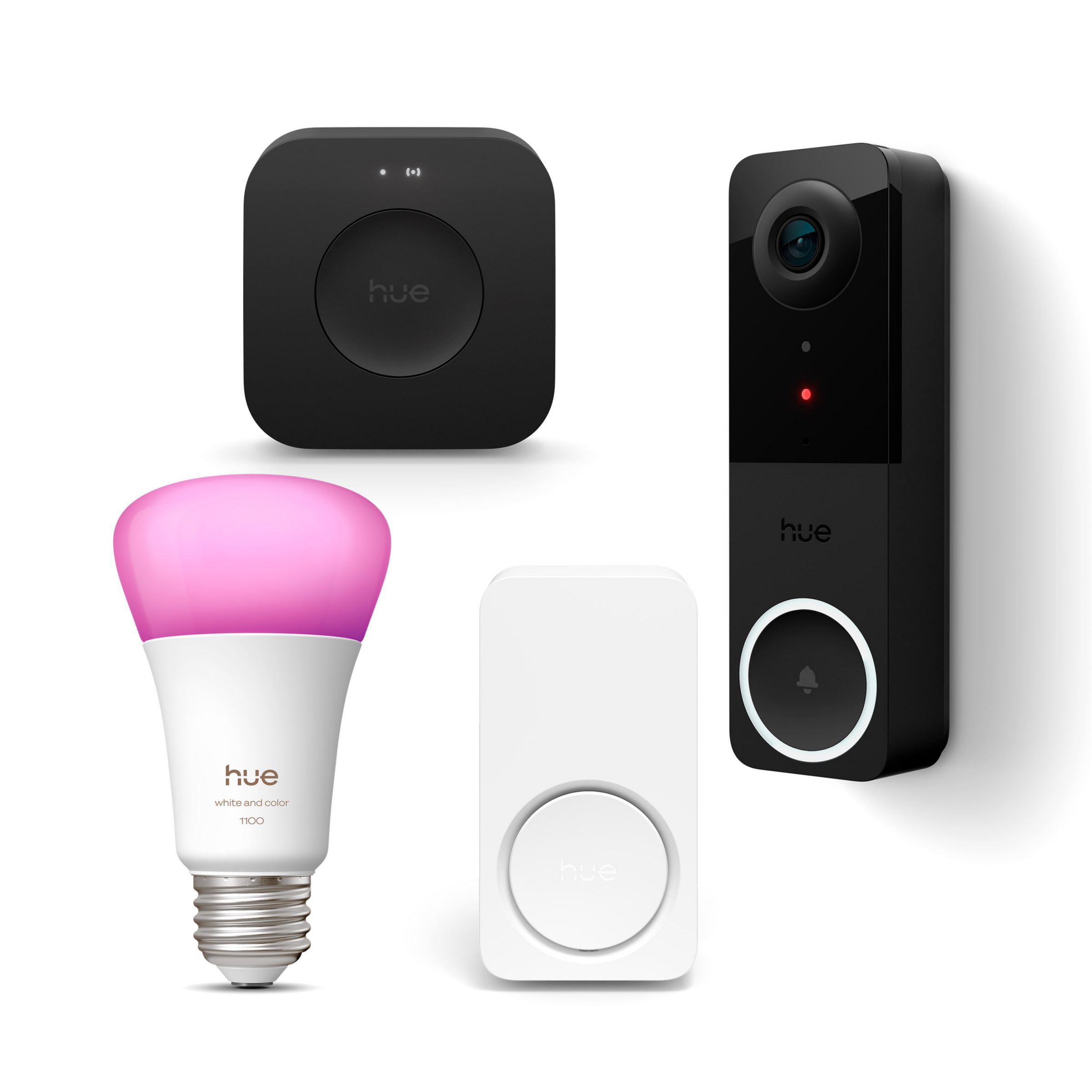 Video Doorbell + Chime + Bridge + A19 E26 colored Bulb | Philips Hue