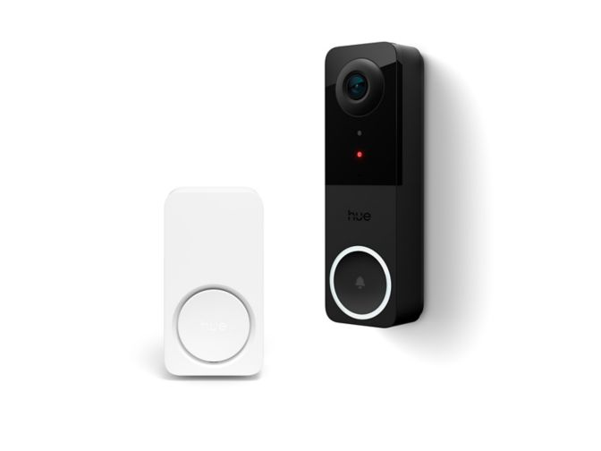 Close up of front of Hue Wired video doorbell + Smart Chime