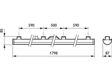 4MX900 - LED Module, system flux 9000 lm - Power supply unit with DALI interface - Asymmetrical mirror axis angle 30°