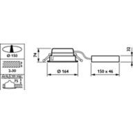 Dimension Drawing (without table) - DN560B LED12S/840 POE-E C WH