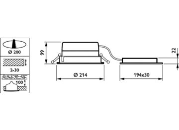 Dimension Drawing (without table) - DN570B LED20S/830 POE-E C WH
