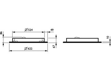 Dimension Drawing (without table) - RC362B 34S/940 PSD W62L62 VPC