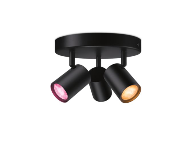 Gros plan de l'avant de 3 spots orientables IMAGEO Plaque ronde