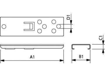 Dimension Drawing (with table) - InteGrade mounting clip for T style prof