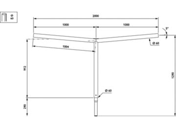   - 1000 mm - 60 mm - 5° - RAL color - 