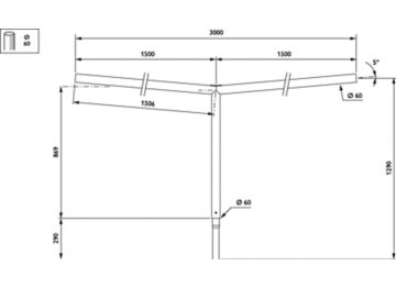   - 1500 mm - 60 mm - 5° - RAL color - 