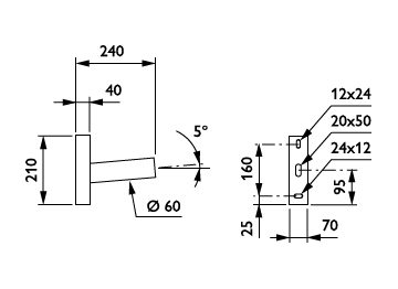   - 200 mm - 60 mm - 5° - RAL color - 