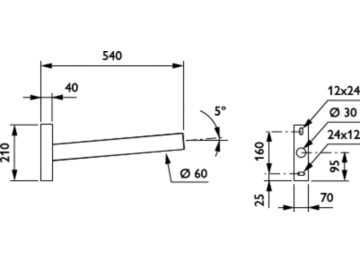   - 500 mm - 60 mm - 5° - RAL color - 