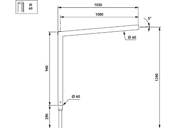   - 1000 mm - 60 mm - 5° - RAL color - 