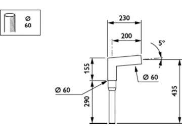   - 200 mm - 60 mm - 5° - RAL color - 