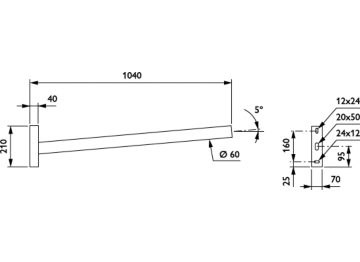   - 1000 mm - 60 mm - 5° - RAL color - 