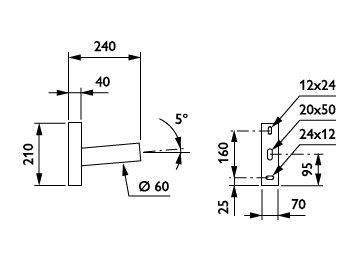   - 200 mm - 60 mm - 5° - RAL color - 