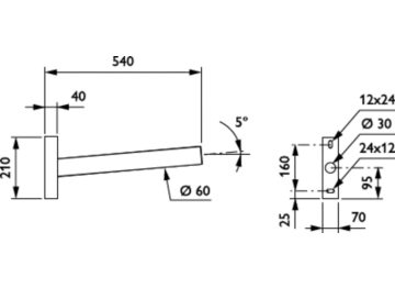   - 500 mm - 60 mm - 5° - RAL color - 