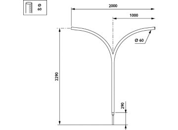   - 1000 mm - 60 mm - 5° - RAL color - 