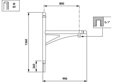   - 800 mm - 60 mm - 0° - RAL color - 