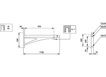  - 1000 mm - 60 mm - 0° - RAL color - 