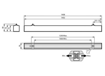 Dimension Drawing (without table) - SM351C 50S/840 PSD A PCS L1500 WH