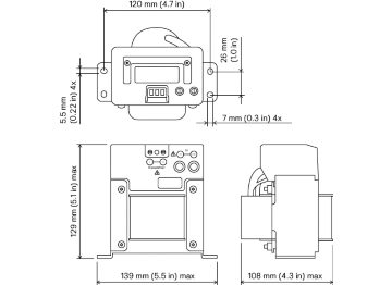 Dimension Drawing (without table) - LCU7725/00 Coded Mains Transformer LN