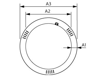 Dimension Drawing (with table) - LED Circular 20W 840 G10q AP