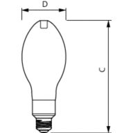 Dimension Drawing (with table) - 25GC/LED/850/ND E26 BB 6/1