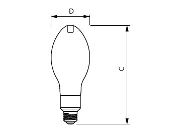 Dimension Drawing (with table) - 25GC/LED/830/ND E26 BB 6/1