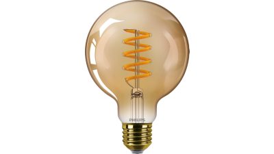 LED Glødelampe, ravgul, 50 W, G95, E27