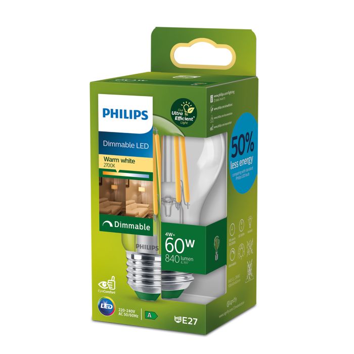 Ultraeffizient Filament-Lampe, transparent, 60 W A60 E27  