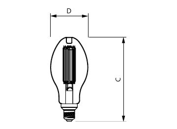 Dimension Drawing (with table) - CorePro LED HPL/SON M5.5Klm29.5W830E27FR