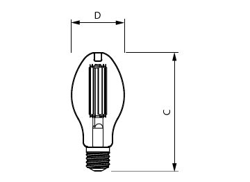 Dimension Drawing (with table) - CorePro LED HPL/SON M 6Klm 31W 840 E40FR
