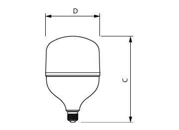 Dimension Drawing (with table) - Corepro LEDBulb ND 5.4Klm 50W830 E27T140