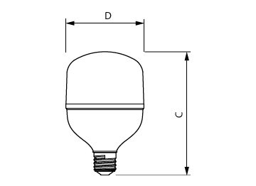 Dimension Drawing (with table) - Corepro LEDBulb ND 5.4Klm 50W865 E40T140
