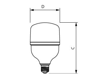 Dimension Drawing (with table) - Corepro LED M 3Klm 28W 865 E27 FR