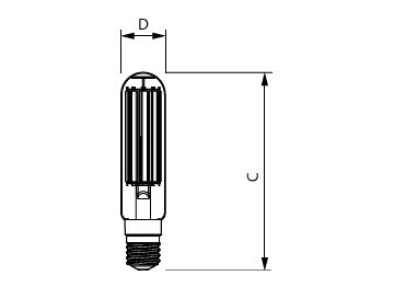 Dimension Drawing (with table) - MAS LED SON-T UE M 8.3Klm 44.8W 730 E39