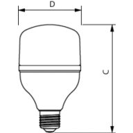 Dimension Drawing (with table) - TForce Core HB 2.5Klm 25W E27 865 WV