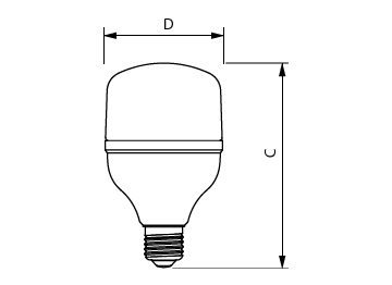 Dimension Drawing (with table) - TForce Core HB 2.5Klm 25W E27 865 WV