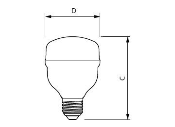 Dimension Drawing (with table) - TForce Core HB 2Klm 23W E27 865