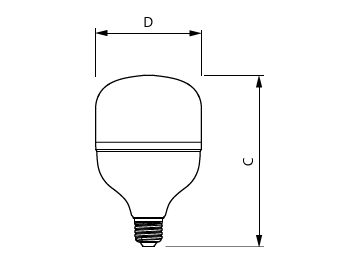 Dimension Drawing (with table) - TForce Core HB 30W 3.2Klm E27 865 CN GN5