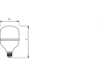 Dimension Drawing (with table) - TForce Core HB 3Klm 30W E27 865 WV