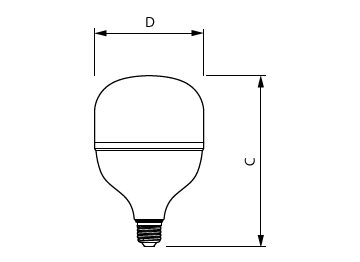 Dimension Drawing (with table) - TForce Core HB 40W 4.0Klm E27 865 CN GN5