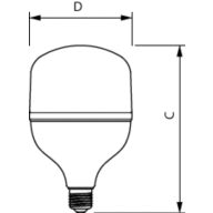 Dimension Drawing (with table) - TForce Core HB 4Klm 50W E27 865 WV