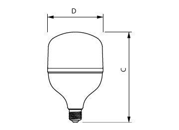 Dimension Drawing (with table) - TForce Core HB 4Klm 50W E27 865 WV