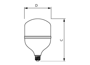Dimension Drawing (with table) - TForce Core HB 5.5Klm 60W E27 865