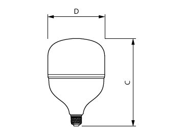 Dimension Drawing (with table) - TForce Core HB 50W 5.0Klm E27 865 CN GN5