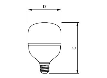 Dimension Drawing (with table) - TForce Core HB 50W 5.0Klm E40 865 CN GN5
