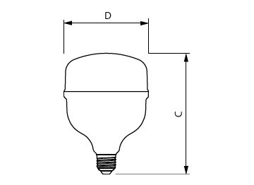 Dimension Drawing (with table) - TForce Core HB 5Klm 60W E27 865 WV