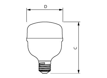 Dimension Drawing (with table) - TForce Core HB 5Klm 60W E40 865 WV