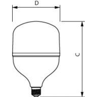 Dimension Drawing (with table) - TForce Core HB 5Klm 60W E27 865 WV